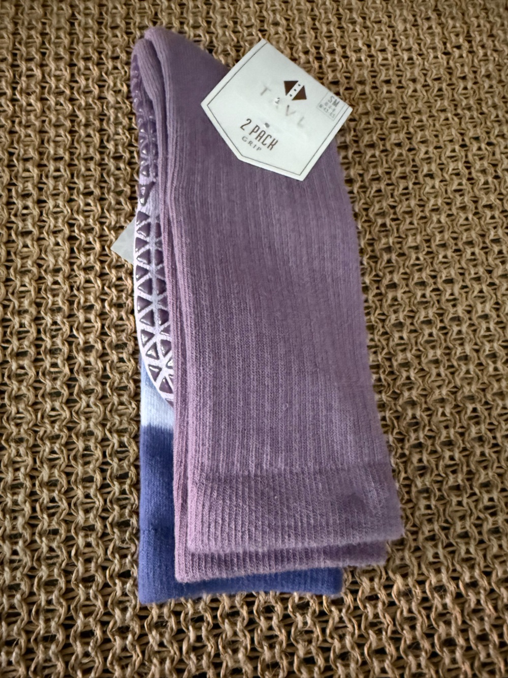 Brand New 2 pack Tavi Grip Socks - Crew - Organic Cotton Blend - Size SMALL